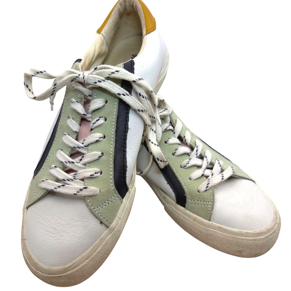 Madewell Sidewalk Low Top Sneakers Colorblock Leather White Green Size 8.5 MWL